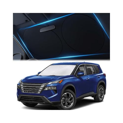 Car Windshield Sunshade – Double-Layer Design for 2X Heat Blocking, Blocks UV Rays, Foldable Sun Shade for Cars, Trucks & SUVs, Keeps Interior Cooler, Medium (59 x 31 in)