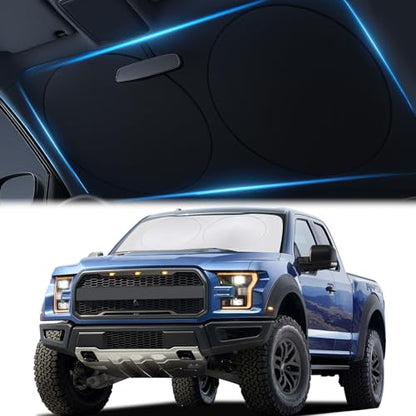 Car Windshield Sunshade – Double-Layer Design for 2X Heat Blocking, Blocks UV Rays, Foldable Sun Shade for Cars, Trucks & SUVs, Keeps Interior Cooler, Medium (59 x 31 in)