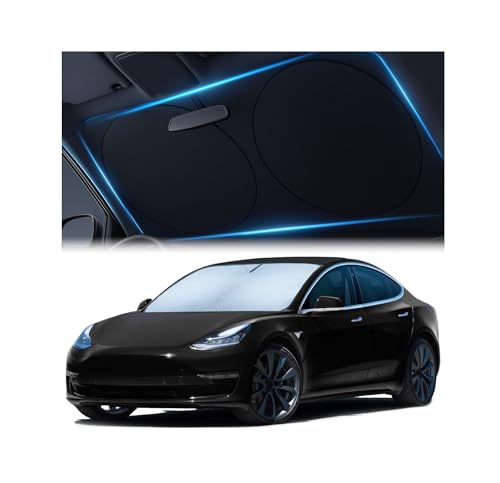 Car Windshield Sunshade – Double-Layer Design for 2X Heat Blocking, Blocks UV Rays, Foldable Sun Shade for Cars, Trucks & SUVs, Keeps Interior Cooler, Medium (59 x 31 in)