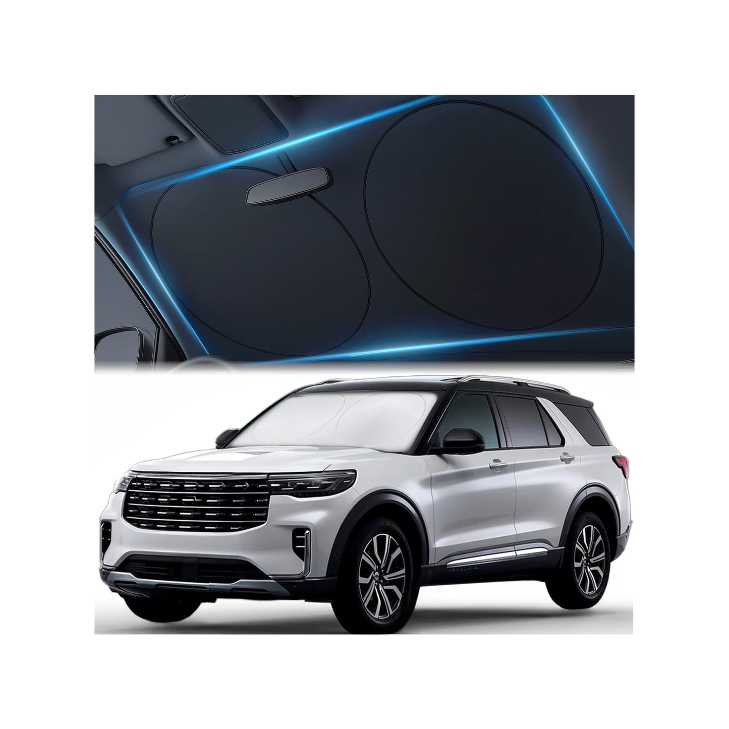 Car Windshield Sunshade – Double-Layer Design for 2X Heat Blocking, Blocks UV Rays, Foldable Sun Shade for Cars, Trucks & SUVs, Keeps Interior Cooler, Medium (59 x 31 in)