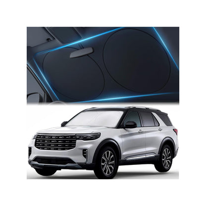 Car Windshield Sunshade – Double-Layer Design for 2X Heat Blocking, Blocks UV Rays, Foldable Sun Shade for Cars, Trucks & SUVs, Keeps Interior Cooler, Medium (59 x 31 in)