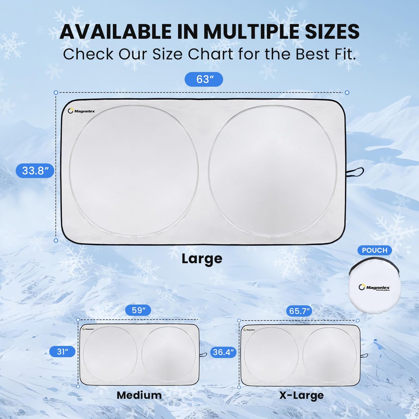 Car Windshield Sunshade – Double-Layer Design for 2X Heat Blocking, Blocks UV Rays, Foldable Sun Shade for Cars, Trucks & SUVs, Keeps Interior Cooler, Medium (59 x 31 in)
