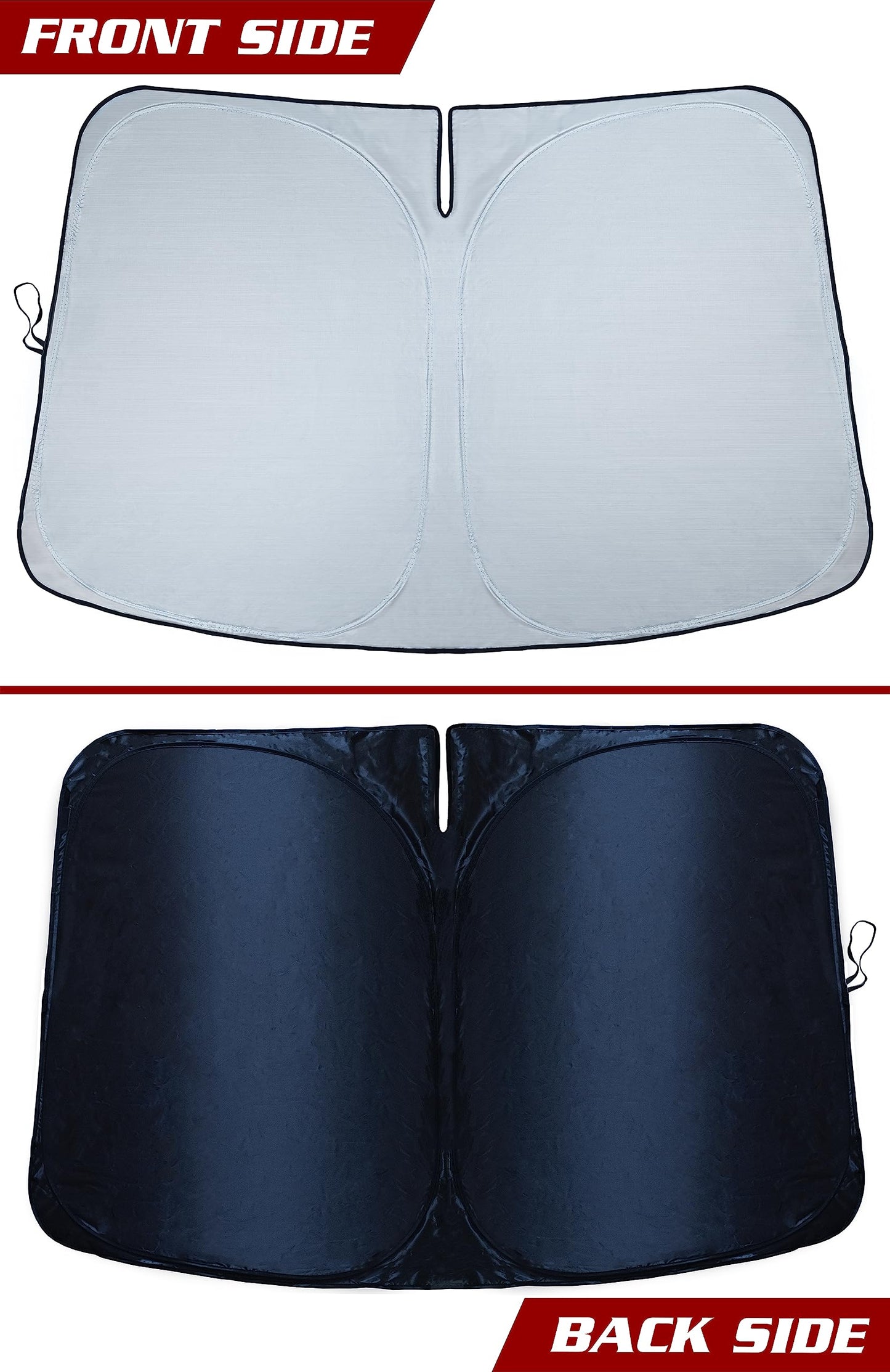 Car Windshield Sunshade – Double-Layer Design for 2X Heat Blocking, Blocks UV Rays, Foldable Sun Shade for Cars, Trucks & SUVs, Keeps Interior Cooler, Medium (59 x 31 in)