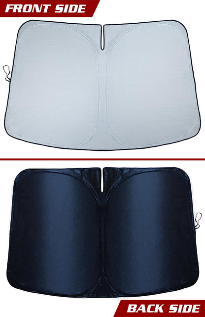 Car Windshield Sunshade – Double-Layer Design for 2X Heat Blocking, Blocks UV Rays, Foldable Sun Shade for Cars, Trucks & SUVs, Keeps Interior Cooler, Medium (59 x 31 in)